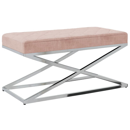 Banc 97 Cm Tissu De Velours Et Acier Inoxydable