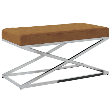 Banc 97 Cm Tissu De Velours Et Acier Inoxydable