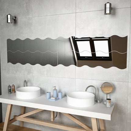 Miroir Mural 4 Pcs 60 X 18,5 Cm Ondulé Verre