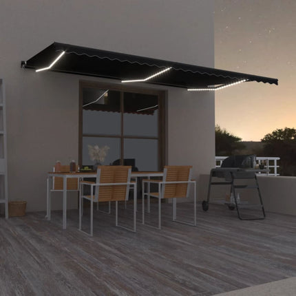 Auvent Manuel Rétractable Avec Led Anthracite
