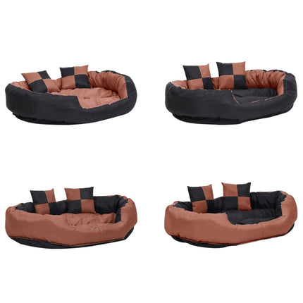 Coussin Réversible Lavable De Chien Noir Et Marron 110X80X23 Cm