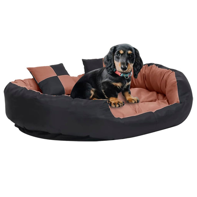 Coussin Réversible Lavable De Chien Noir Et Marron 110X80X23 Cm
