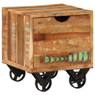 Table D'appoint Tiroir Et Roues Bois De Manguier 40X40X45 Cm