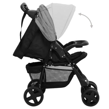 Poussette Pour Bébé 2-En-1 Et Noir Acier