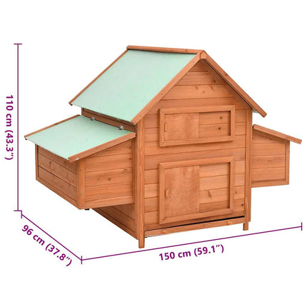 Poulailler 150X96X110 Cm Bois De Sapin Massif