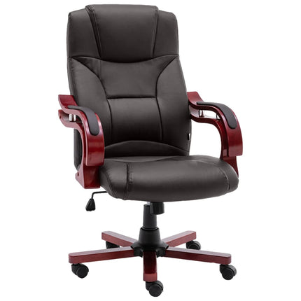Fauteuil Cuir Mélangé Et Éléments Bois