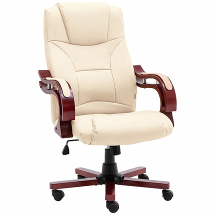 Fauteuil Cuir Mélangé Et Éléments Bois