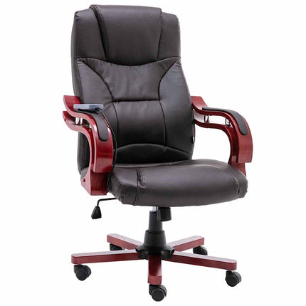 Fauteuil Cuir Mélangé Et Éléments Bois