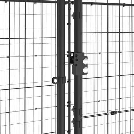 Chenil Extérieur Acier Avec Toit 7,26 M² Noir Et Argenté