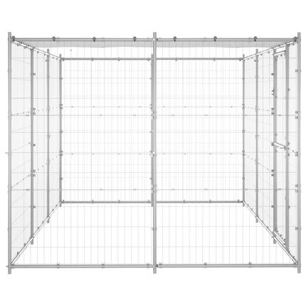 Chenil Extérieur Acier Galvanisé Avec Toit 7,26 M² Argent