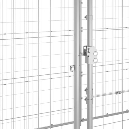 Chenil Extérieur Acier Galvanisé Avec Toit 7,26 M² Argent