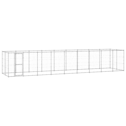 Chenil Extérieur Acier Galvanisé Avec Toit 7,26 M² Argent