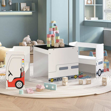 Table Et Chaises Enfant 3 Pcs Design De Véhicule De Police Mdf