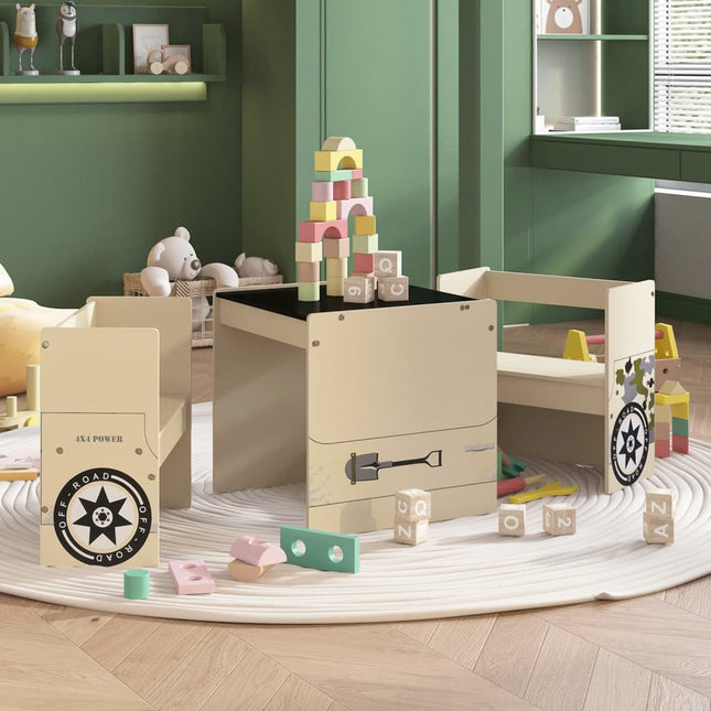 Table Et Chaises Enfant 3 Pcs Design De Véhicule De Police Mdf