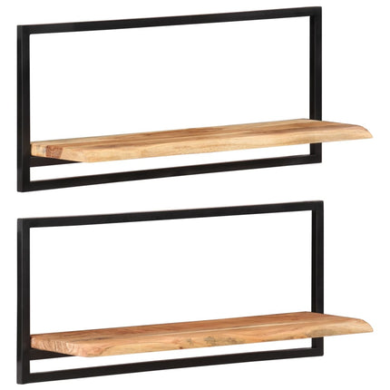 Set D'étagères Murales 5 Pcs Bois D'acacia Massif Et Acier