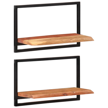 Set D'étagères Murales 5 Pcs Bois D'acacia Massif Et Acier