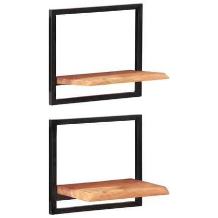 Set D'étagères Murales 5 Pcs Bois D'acacia Massif Et Acier