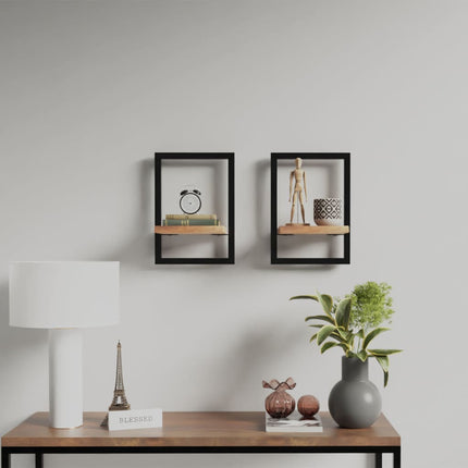 Set D'étagères Murales 5 Pcs Bois D'acacia Massif Et Acier
