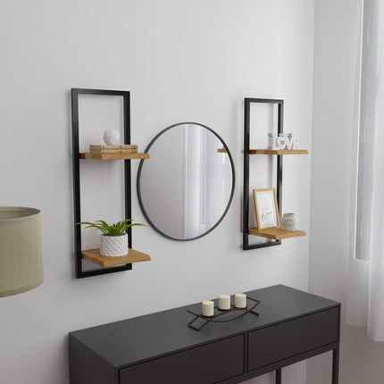 Set D'étagères Murales 5 Pcs Bois D'acacia Massif Et Acier