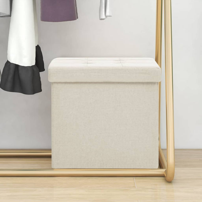 Tabouret De Rangement Pliable Faux Lin