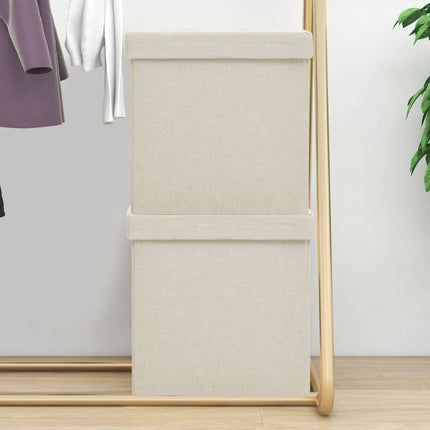 Tabouret De Rangement Pliable Faux Lin