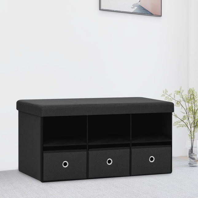 Banc De Rangement Pliable Faux Lin 76 X 38 X 38 Cm