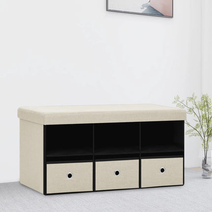 Banc De Rangement Pliable Faux Lin 76 X 38 X 38 Cm