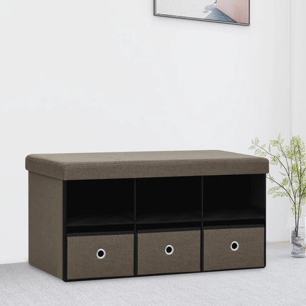 Banc De Rangement Pliable Faux Lin 76 X 38 X 38 Cm