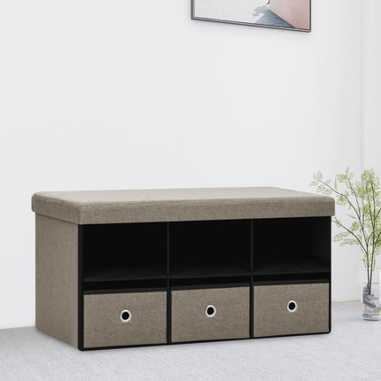 Banc De Rangement Pliable Faux Lin 76 X 38 X 38 Cm