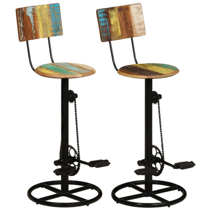 Tabourets De Bar Lot De 2 Bois Massif De Récupération