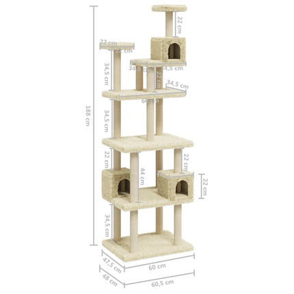 Arbre À Chat Avec Griffoirs En Sisal 188 Cm