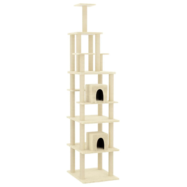 Arbre À Chat Avec Griffoirs En Sisal Crème 216 Cm Motif Carreaux Gris