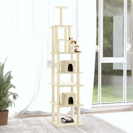 Arbre À Chat Avec Griffoirs En Sisal Crème 216 Cm Motif Carreaux Gris
