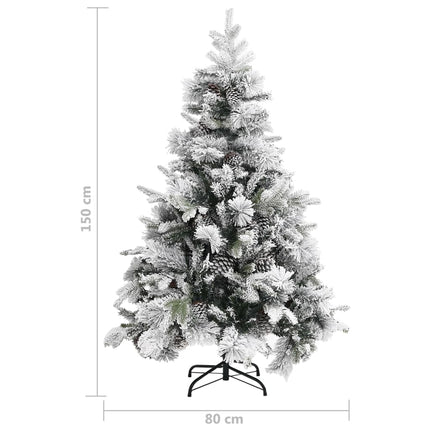 Sapin De Noël À Flocons De Neige Et Pommes De Pin 150 Cm Pvc/Pe