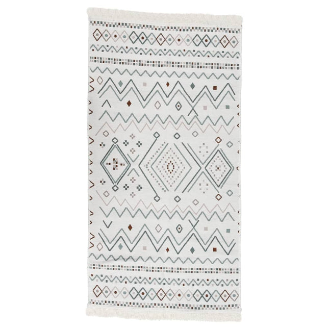 Tapis Beige Et Bleu Coton
