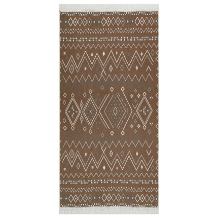 Tapis Beige Et Bleu Coton