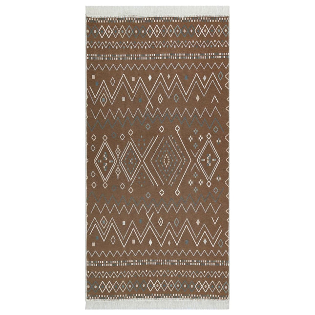 Tapis Beige Et Bleu Coton