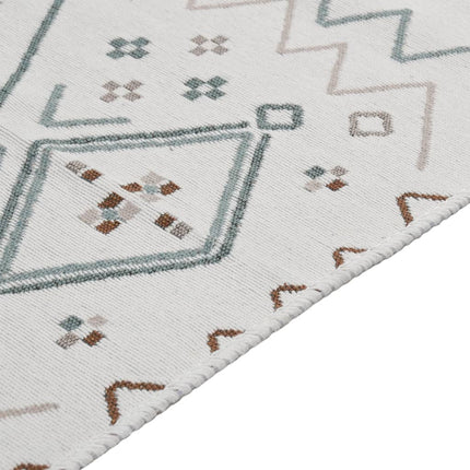 Tapis Beige Et Bleu Coton