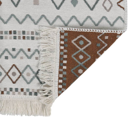 Tapis Beige Et Bleu Coton