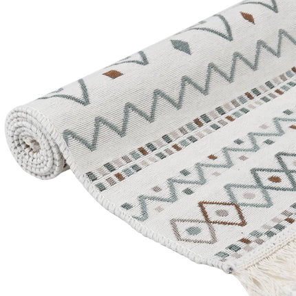 Tapis Beige Et Bleu Coton