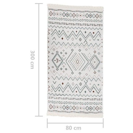 Tapis Beige Et Bleu Coton