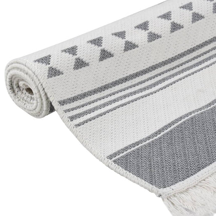 Tapis Gris Et Blanc Coton