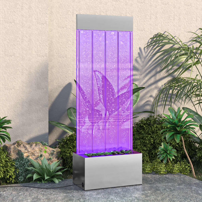 Colonne À Bulles Avec Led Rvb Inox Et Acrylique 110 Cm