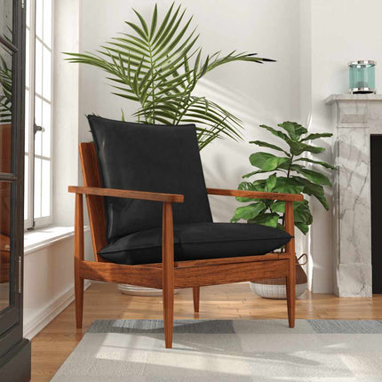 Fauteuil Cuir Véritable Avec Bois D'acacia