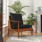 Fauteuil Cuir Véritable Avec Bois D'acacia