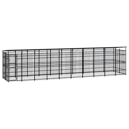 Chenil D'extérieur Avec Toit Pour Chiens Acier 18,43 M² Extérieur Anthracite / Intérieur Blanc