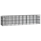 Chenil D'extérieur Avec Toit Pour Chiens Acier 18,43 M² Extérieur Anthracite / Intérieur Blanc
