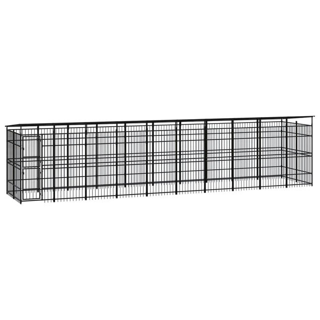 Chenil D'extérieur Avec Toit Pour Chiens Acier 18,43 M² Extérieur Anthracite / Intérieur Blanc