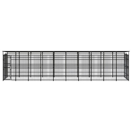 Chenil D'extérieur Avec Toit Pour Chiens Acier 18,43 M² Extérieur Anthracite / Intérieur Blanc