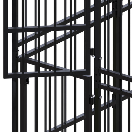 Chenil D'extérieur Avec Toit Pour Chiens Acier 18,43 M² Extérieur Anthracite / Intérieur Blanc
